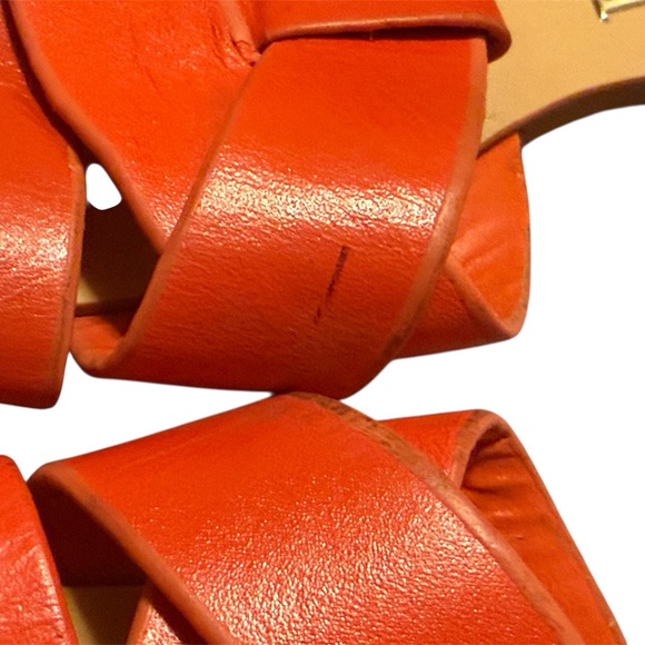 ZARA Low Heeled Crossed Leather Sandals – Orange 🍊 - Picture 7 of 8